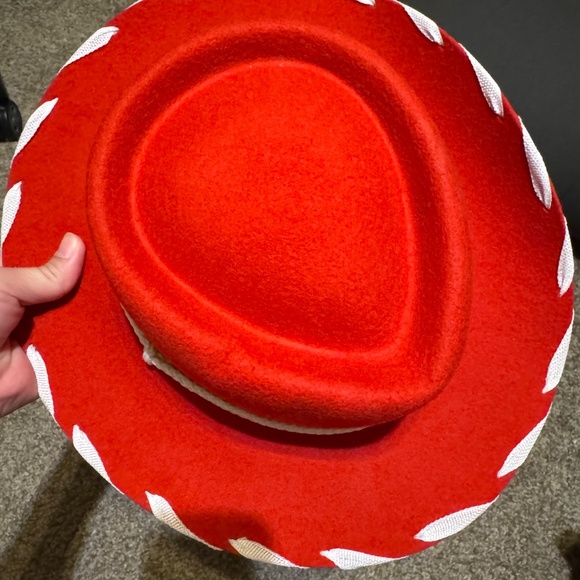 Vibrant Red and White Women's Hat - Picture 5 of 5